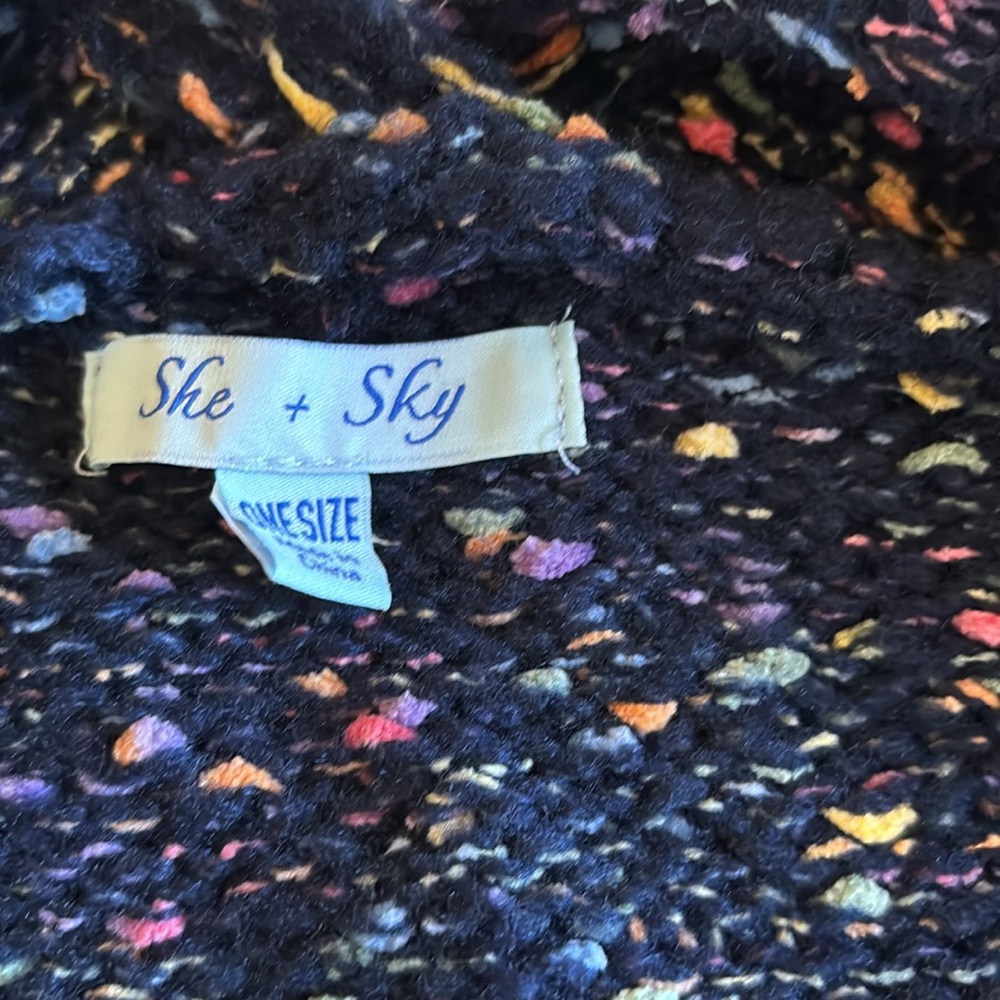 Versatile Navy Confetti Sweater Euc - image 4